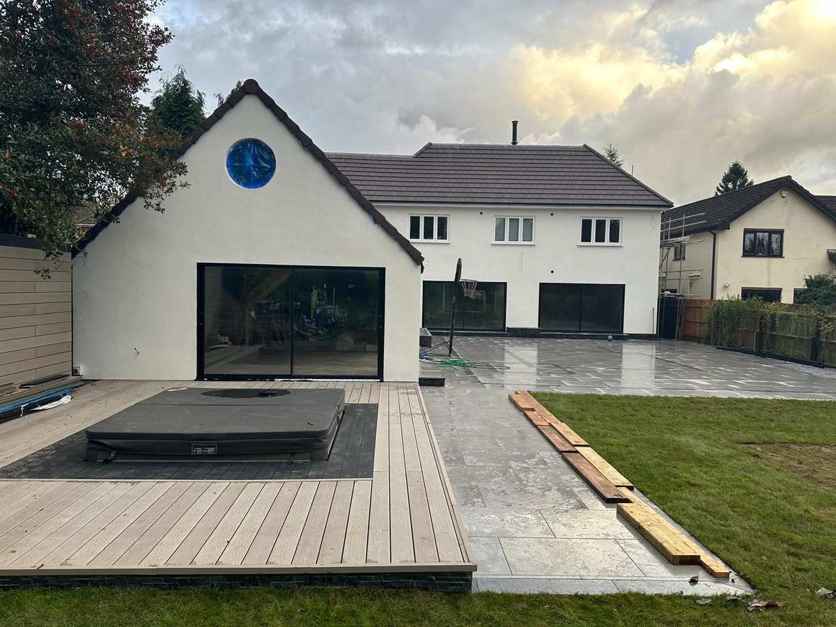Garden room and rear extension with hot tub