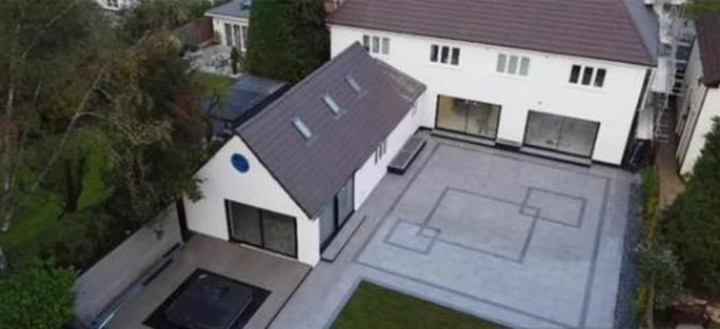 Aerial view of completed rear extension